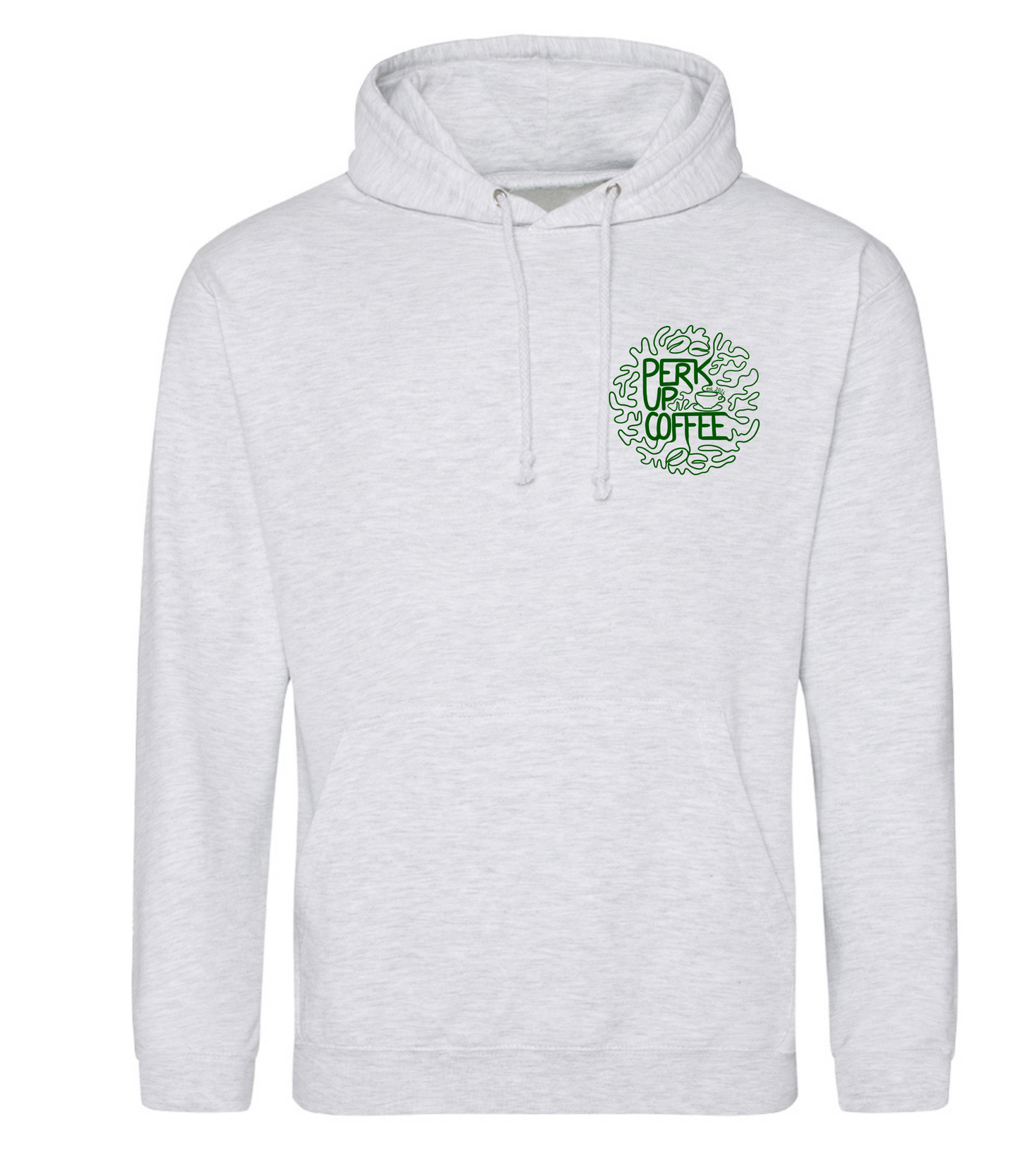 Perk Up Coffee Hoodie (small logo and large back logo)
