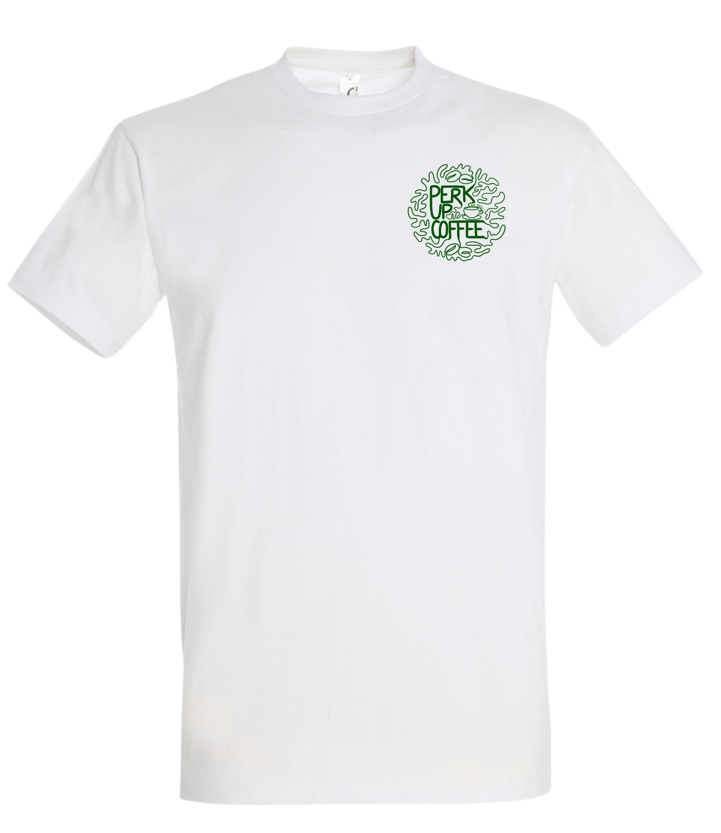 Perk Up Coffee T-shirt (small logo and large back logo)