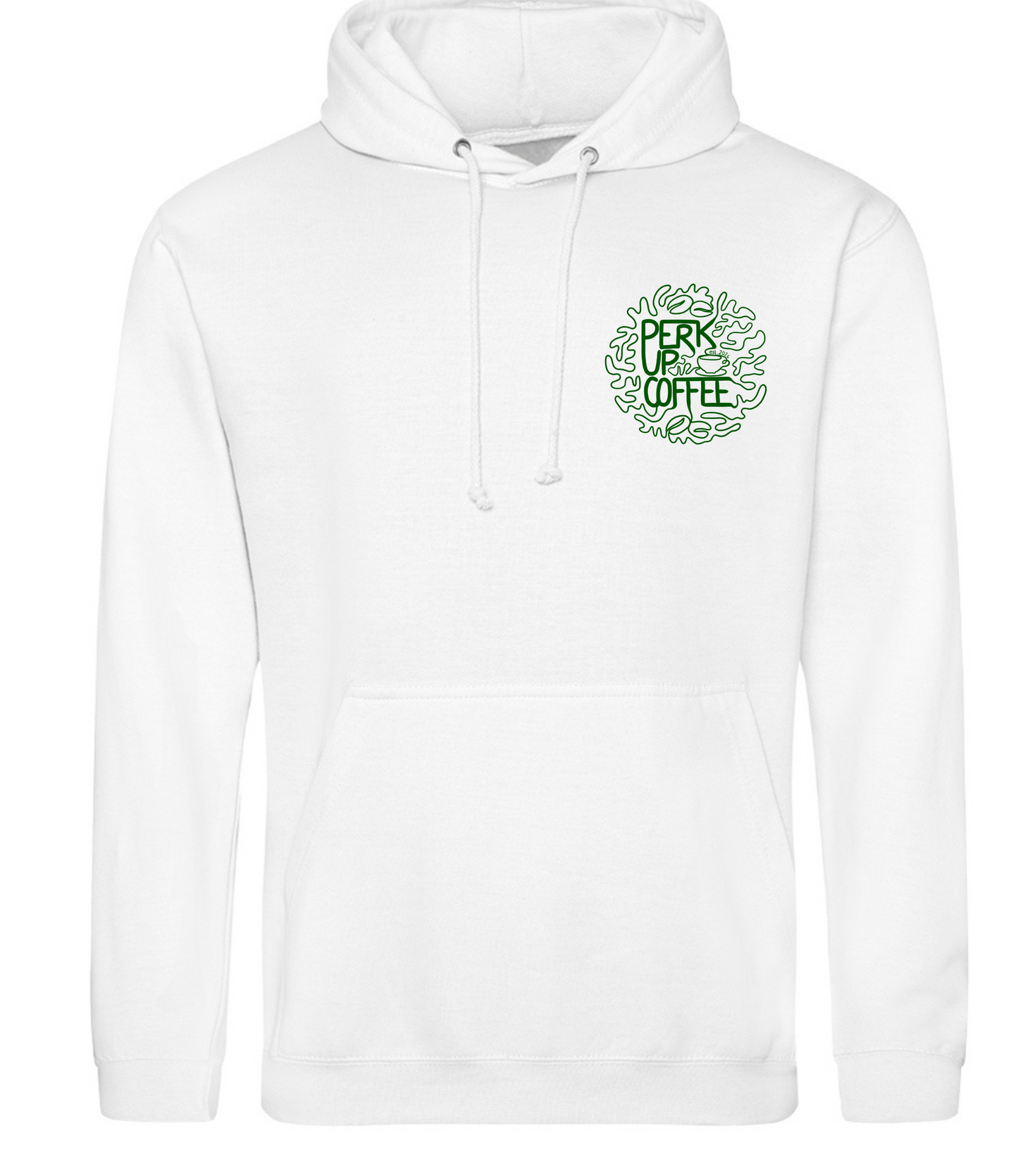 Perk Up Coffee Hoodie (small logo and large back logo)