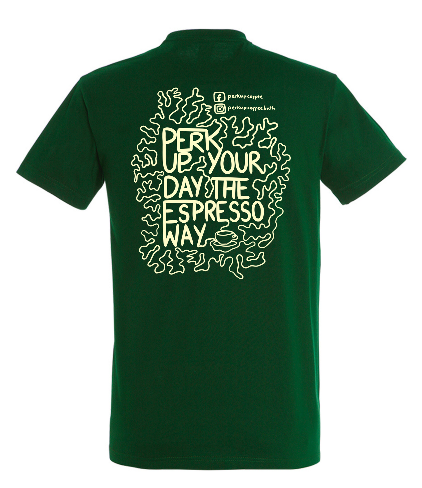 Perk Up Coffee T-shirt (large front and back logo)