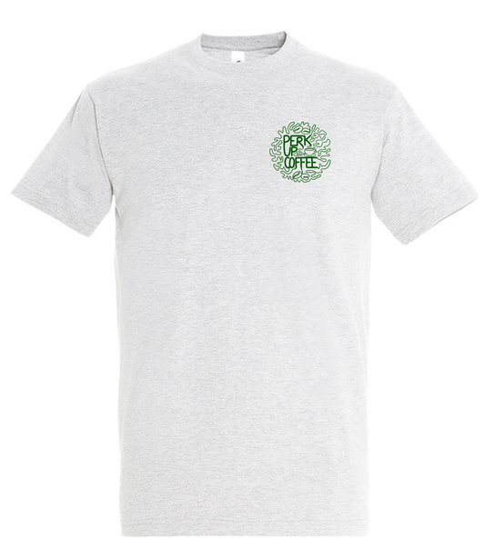 Perk Up Coffee T-shirt (small logo and large back logo)